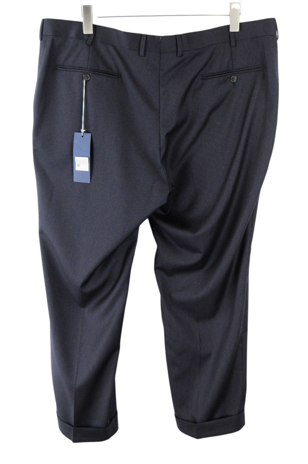 SUITSUPPLY Men Trousers UK44S Navy Pure Wool Slit Pocket Classic Pleated Lined