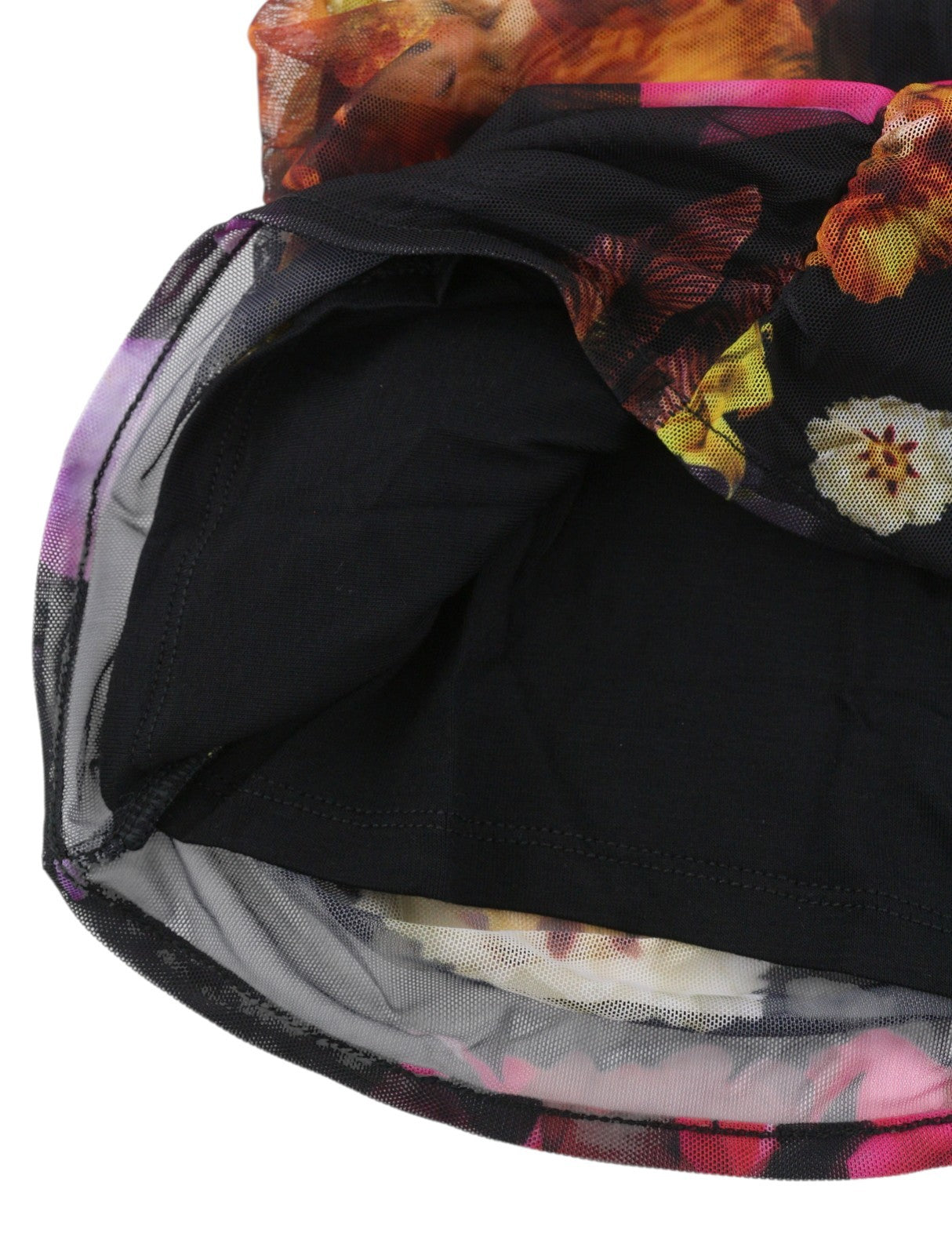 DESIGUAL Sala Lacroix Women Dress S Black Colourful Floral Print Short Sleeve