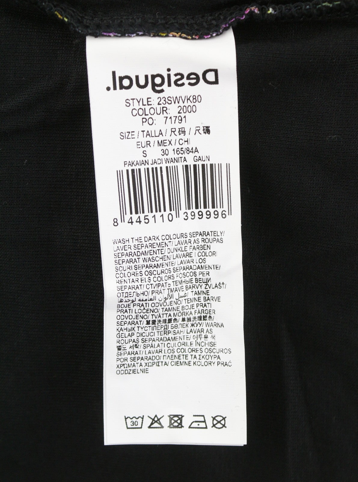 DESIGUAL Sala Lacroix Women Dress S Black Colourful Floral Print Short Sleeve