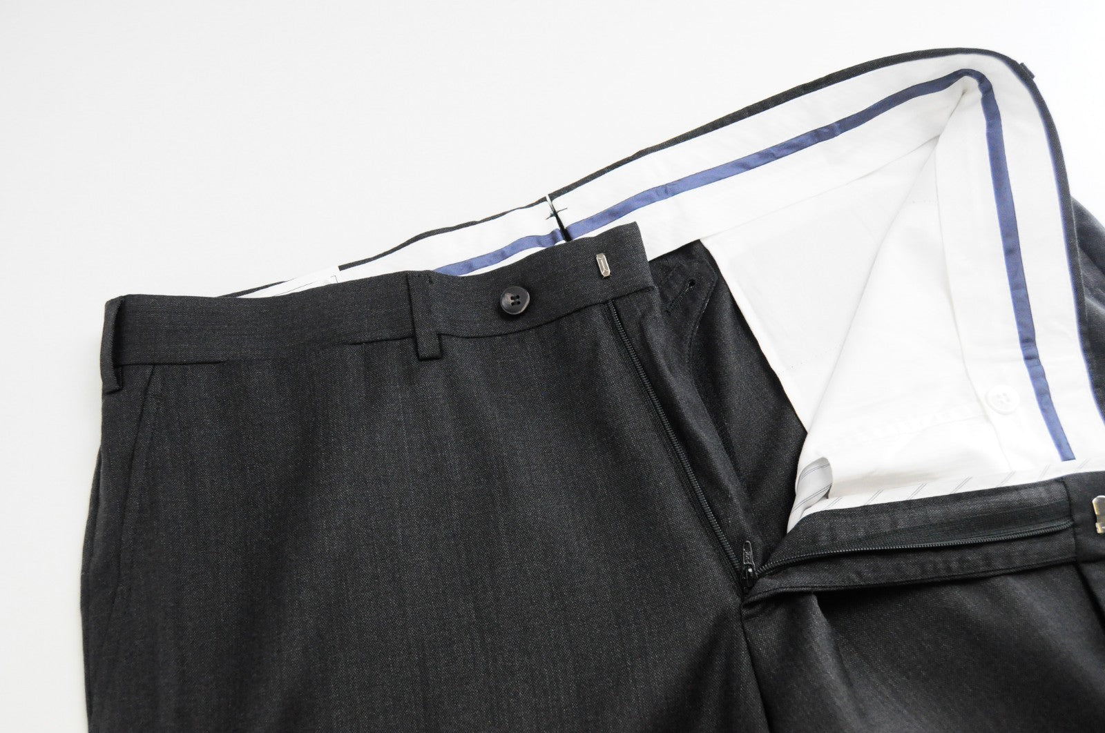 SUITSUPPLY Brescia Men Trousers UK38R Dark Grey Pure Wool Pleated Lined Formal