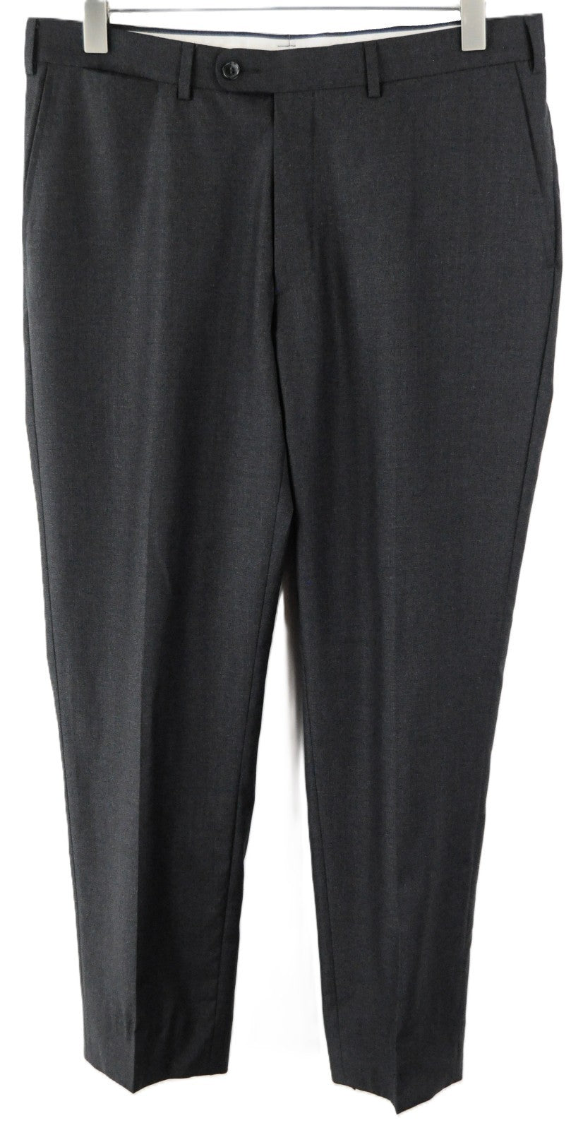 SUITSUPPLY Brescia Men Trousers UK42L Dark Grey Pure Wool Pleated Lined Classic