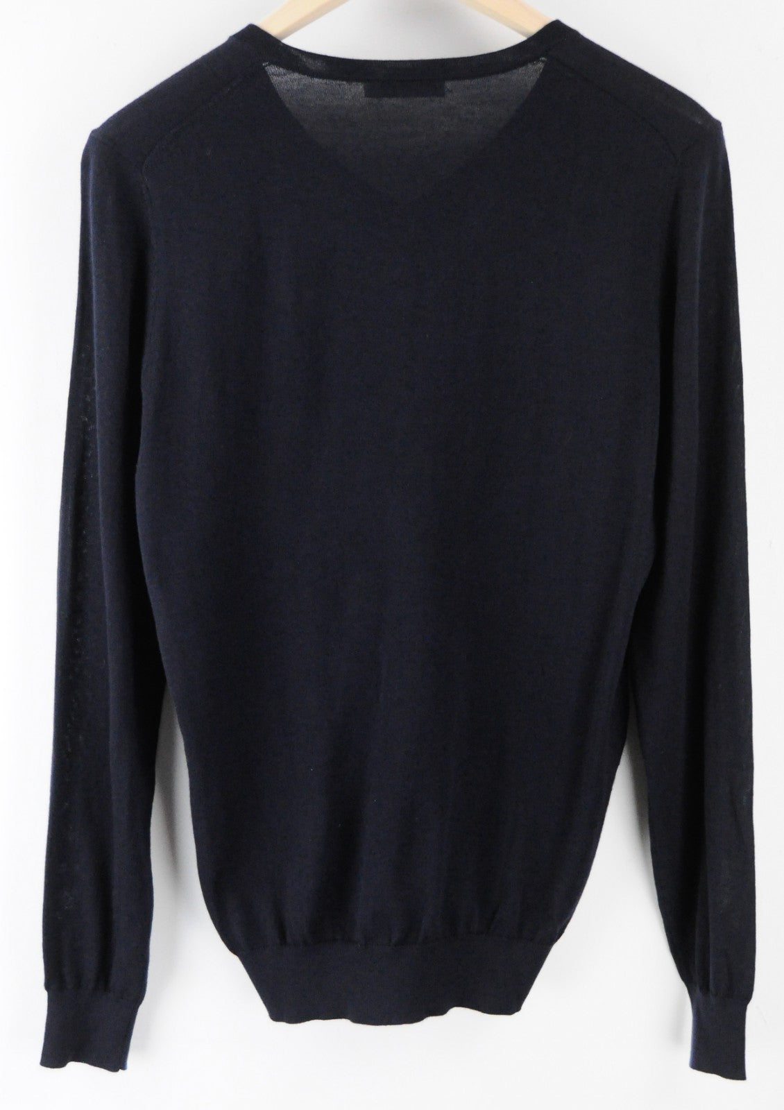 SUITSUPPLY Men Jumper S Navy Pure Merino Wool Knitted V-Neck Pull On Sweater