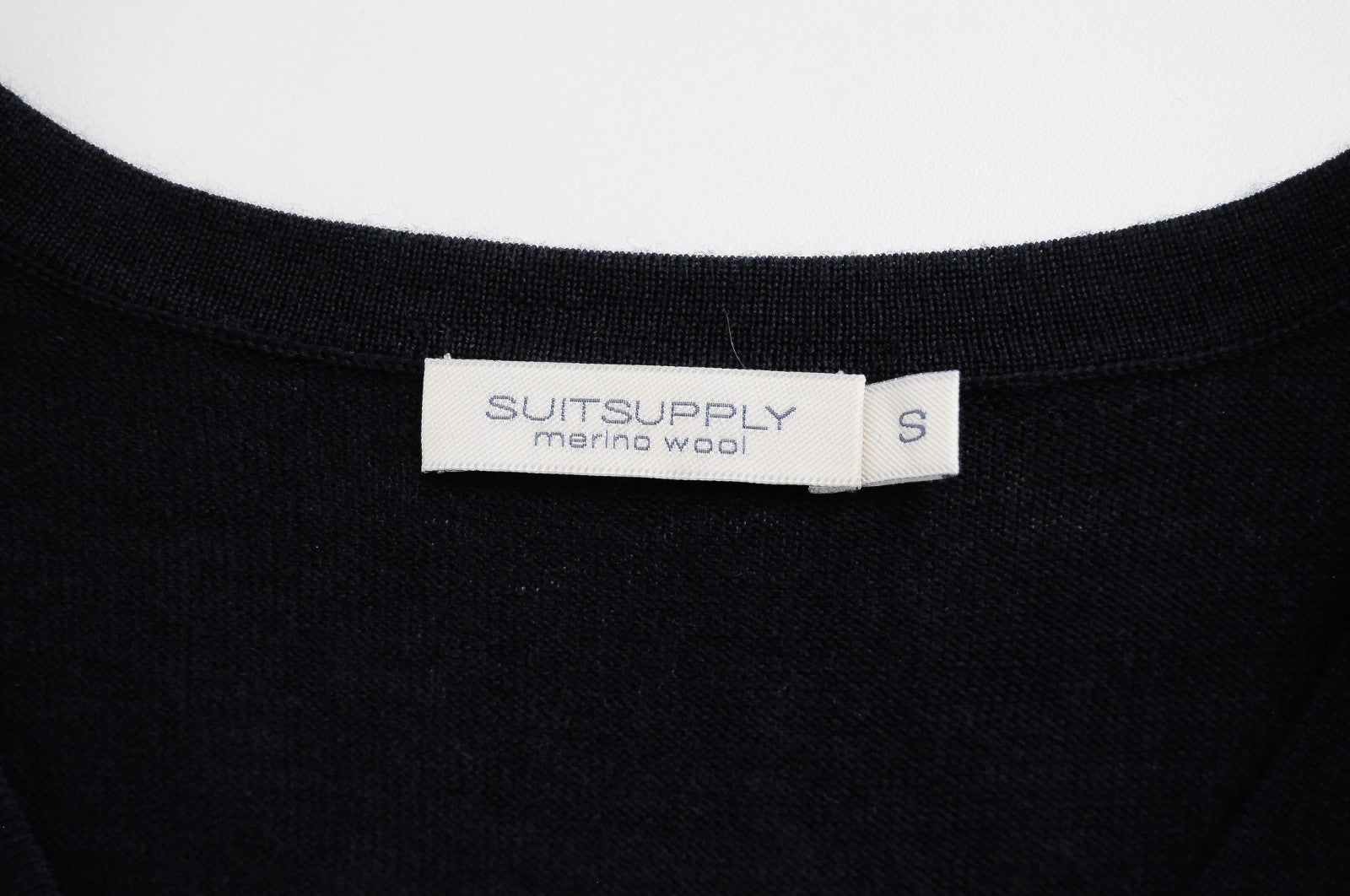 SUITSUPPLY Men Jumper S Navy Pure Merino Wool Knitted V-Neck Pull On Sweater