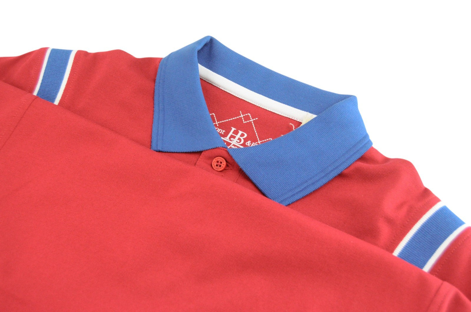 HARMONT & BLAINE Men T-Shirt S Red Pure Cotton Blue Details Short Sleeve Polo
