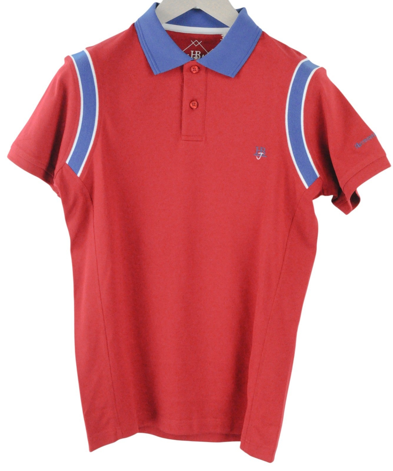 HARMONT & BLAINE Men T-Shirt S Red Logo Cotton Blue Details Short Sleeved Polo