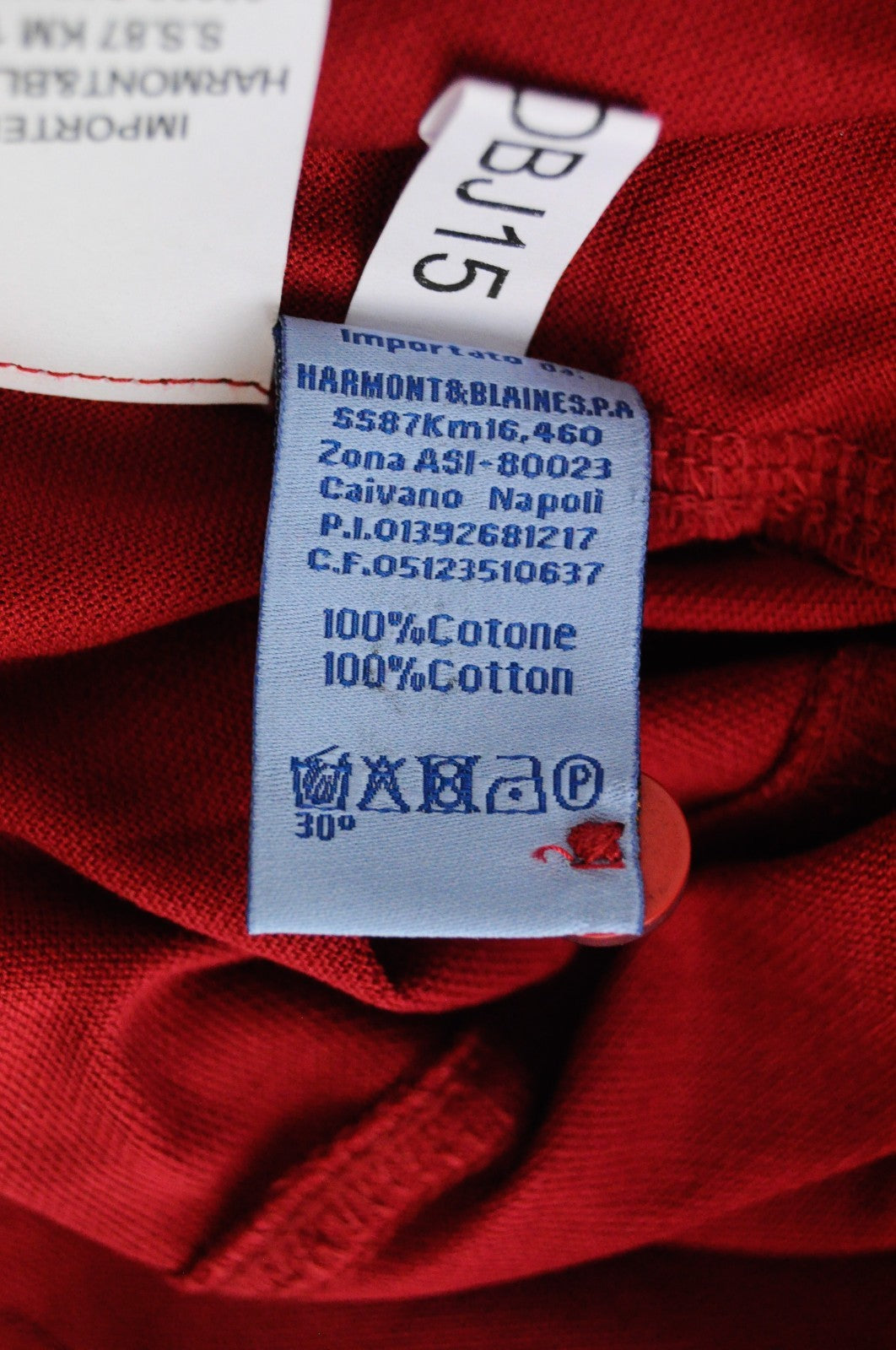 HARMONT & BLAINE Men T-Shirt S Red Logo Cotton Blue Details Short Sleeved Polo