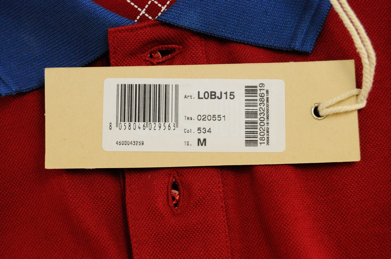 HARMONT & BLAINE Men T-Shirt M Red Logo Cotton Blue Details Short Sleeve Polo