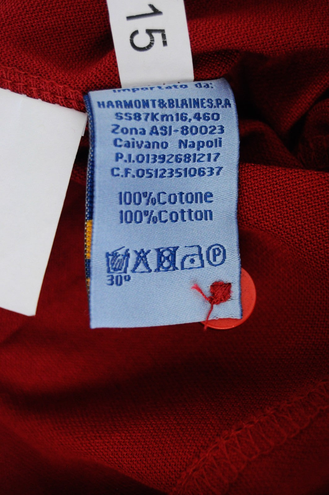 HARMONT & BLAINE Men T-Shirt XL Red Pure Cotton Short Sleeve Collared Logo Polo