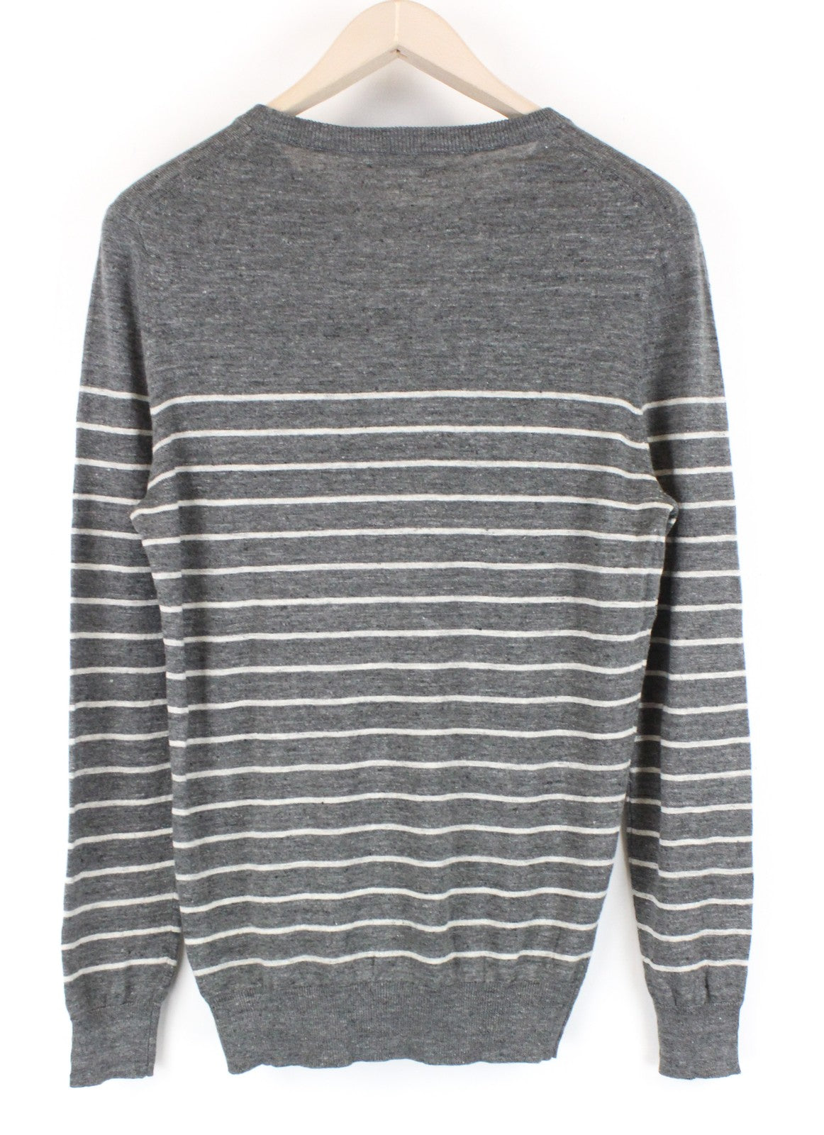 SUITSUPPLY Men Jumper XS Grey Linen Cotton Striped Knitted Long Sleeve Sweater