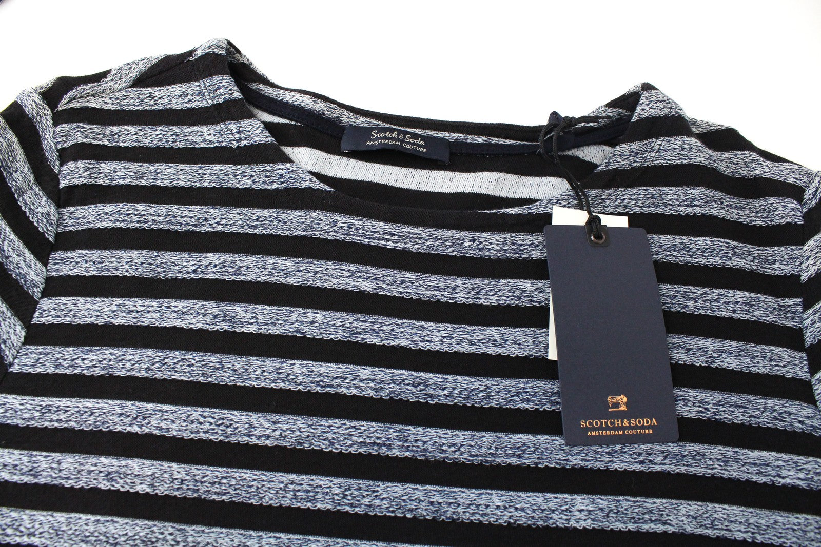 SCOTCH & SODA Ams Couture Men Sweatshirt S Grey Pure Cotton Striped Long Sleeved