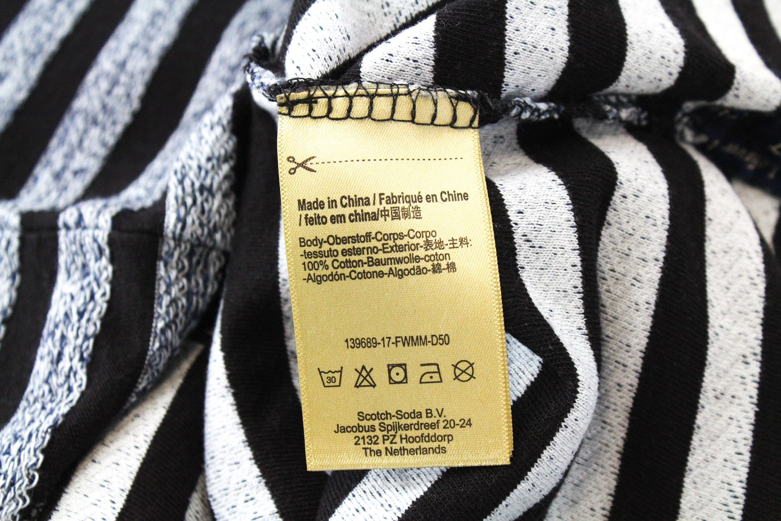 SCOTCH & SODA Ams Couture Men Sweatshirt S Grey Pure Cotton Striped Long Sleeved