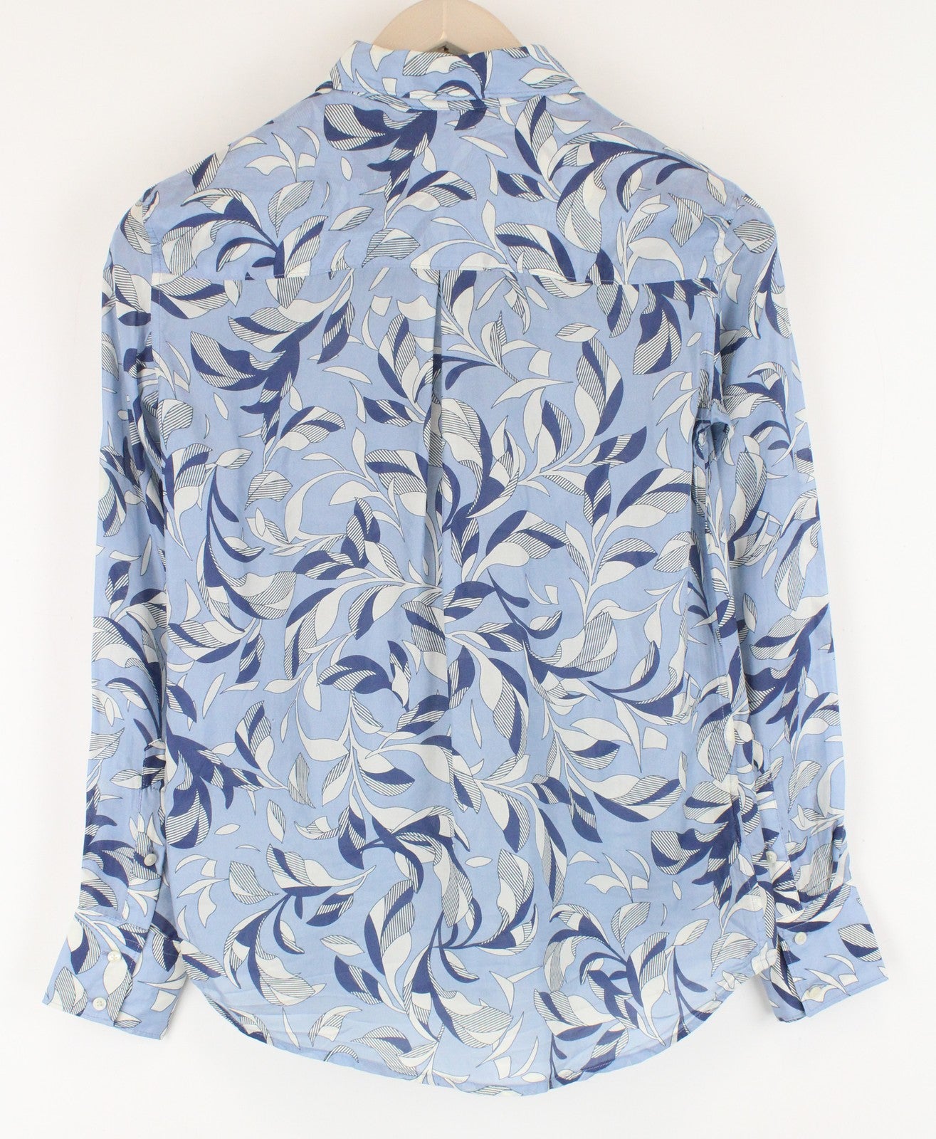 SUISTUDIO Charles Women Shirt UK6 Blue Silk Patterned Lightweight Long Sleeved