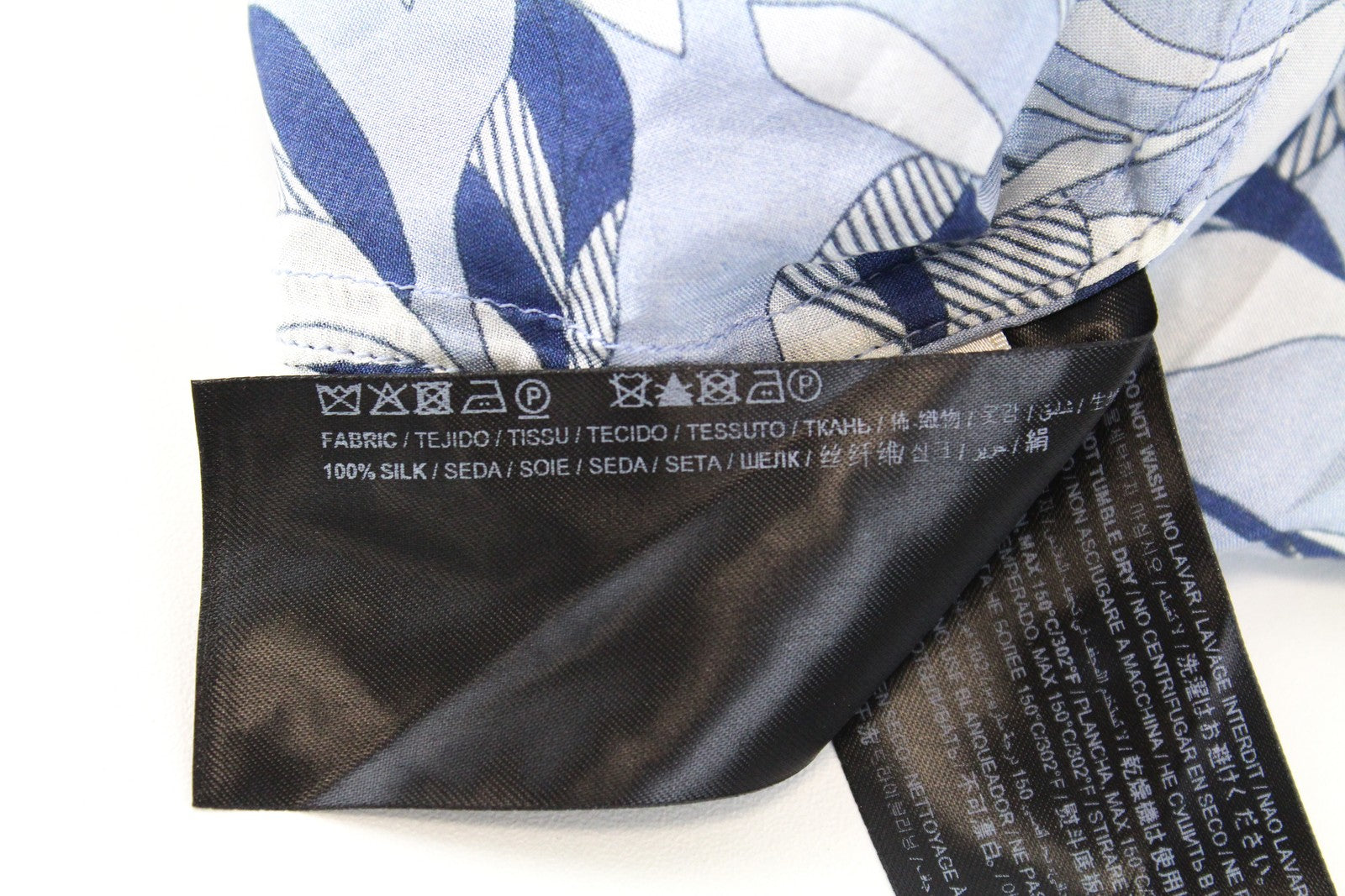 SUISTUDIO Charles Women Shirt UK6 Blue Silk Patterned Lightweight Long Sleeved