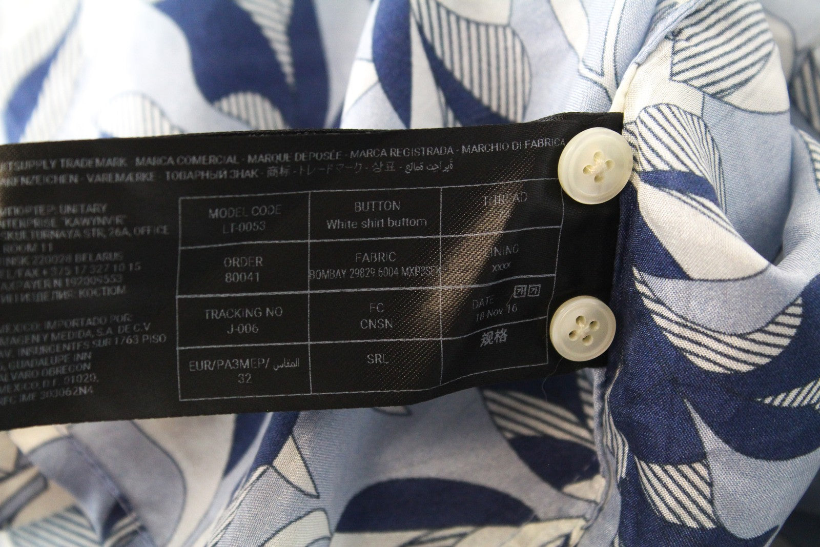 SUISTUDIO Charles Women Shirt UK6 Blue Silk Patterned Lightweight Long Sleeved