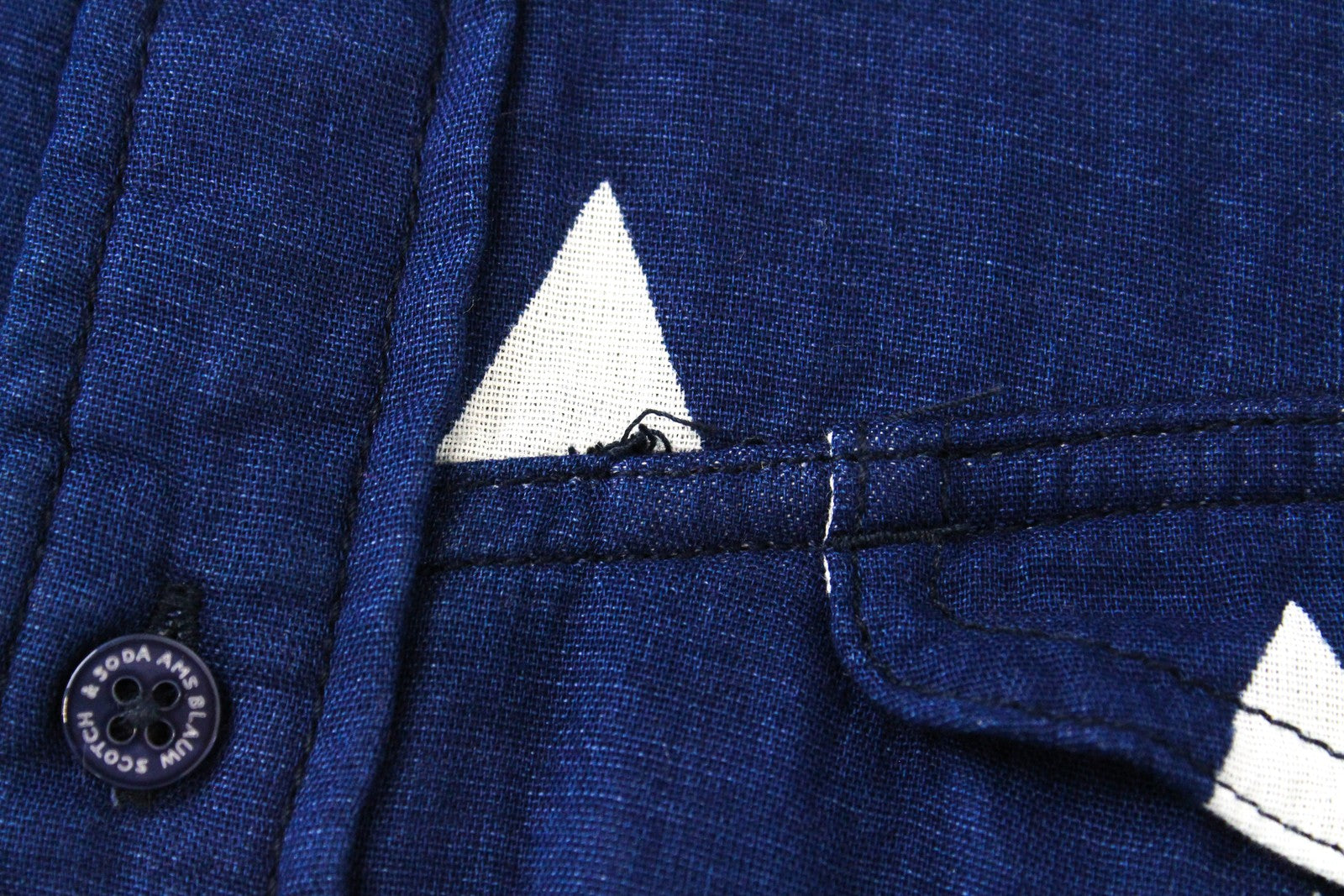 SCOTCH & SODA Ams Blauw Men Shirt S Blue Pure Cotton Long Sleeved Patterned