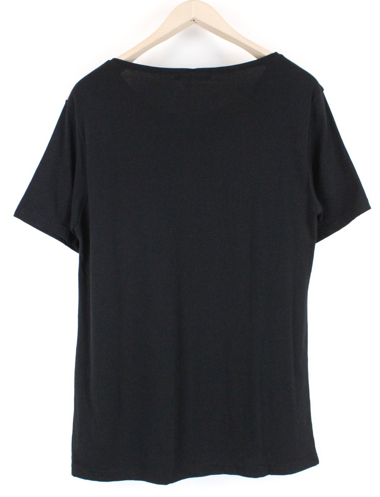 VKING Men T-Shirt L Red Black Cotton Blend Rose Print Short Sleeved Pull On