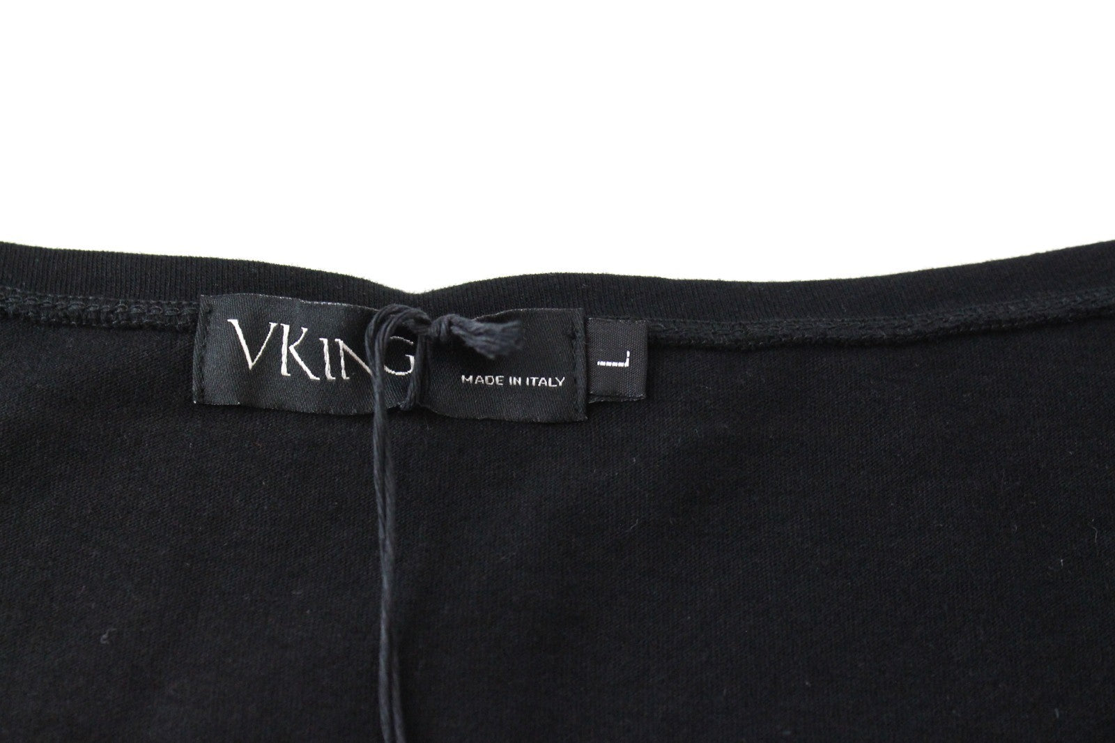 VKING Men T-Shirt L Red Black Cotton Blend Rose Print Short Sleeved Pull On