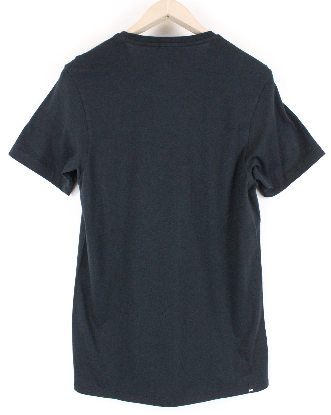 DENHAM Tubular Women T-Shirt S Black Pure Cotton Short Sleeved Round Neck Plain