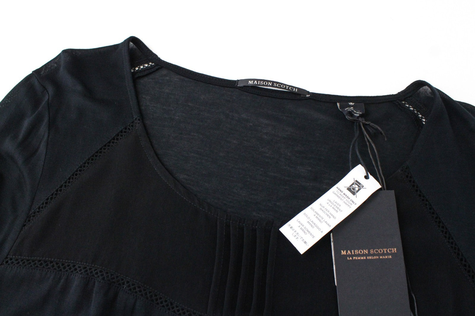 MAISON SCOTCH Women Dress L Black Long Sleeved 2in1 Layered Pocketed Pull On