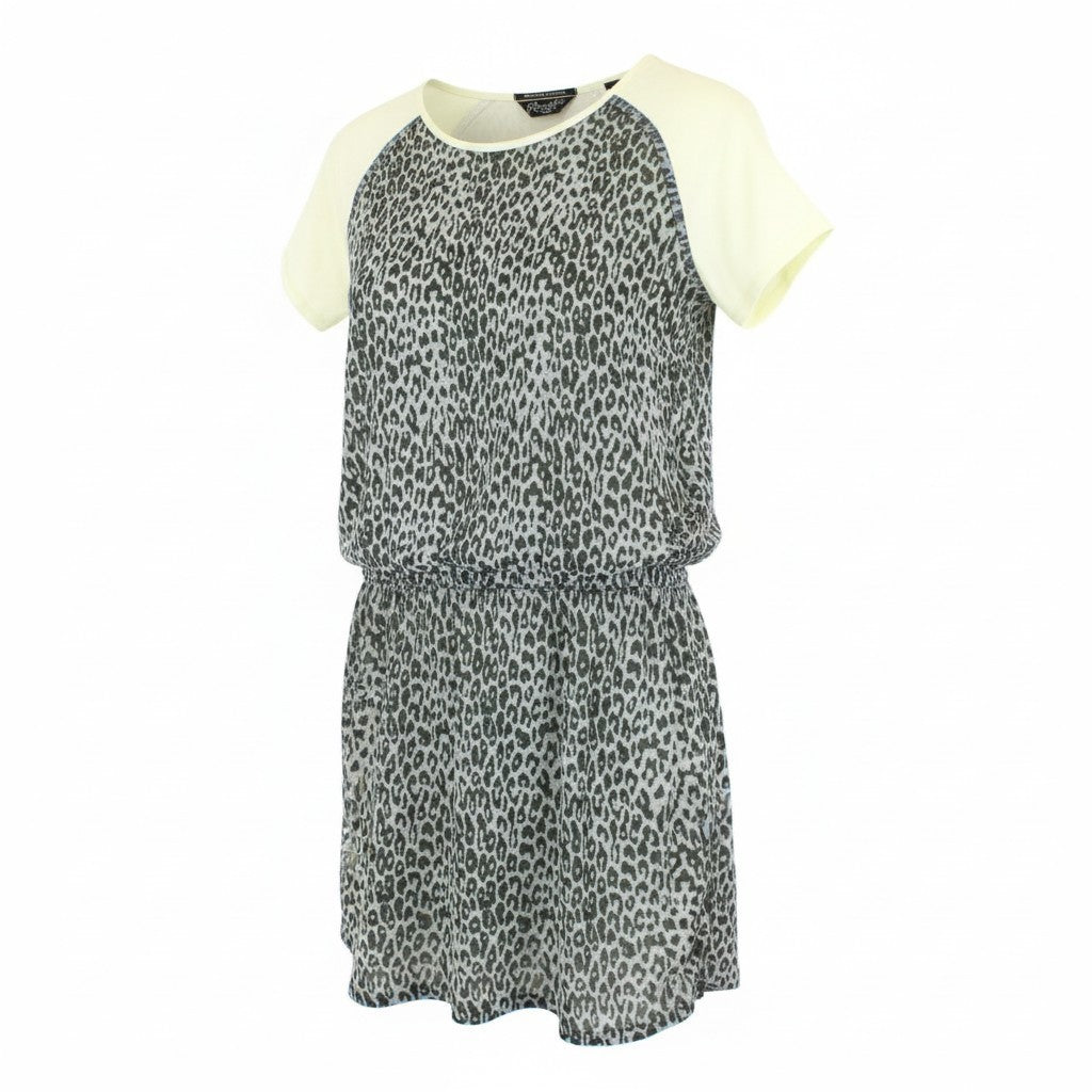 MAISON SCOTCH Women Dress S Grey Animal Print Short Sleeved Lightweight Short