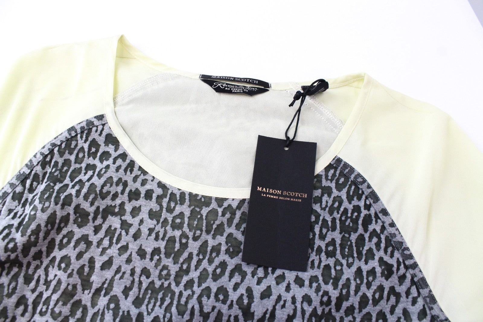 MAISON SCOTCH Women Dress S Grey Animal Print Short Sleeved Lightweight Short