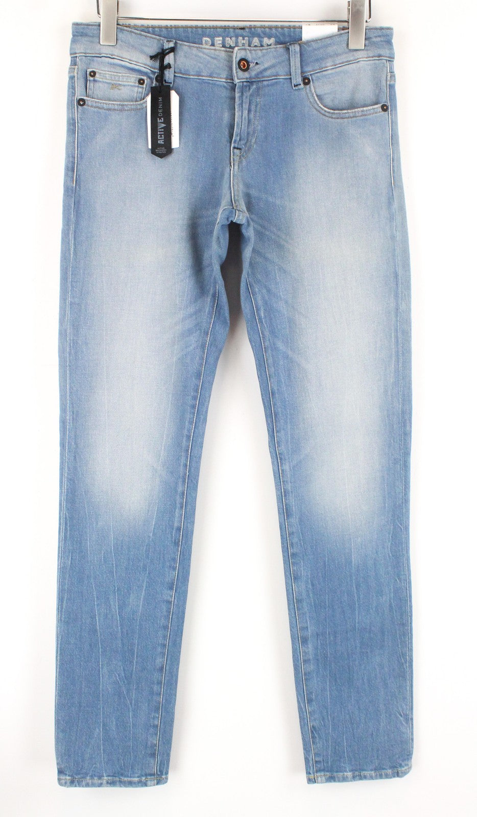 DENHAM Sally Women Jeans W27/L32 Blue Cotton Stretch Straight Fit Washed Denim