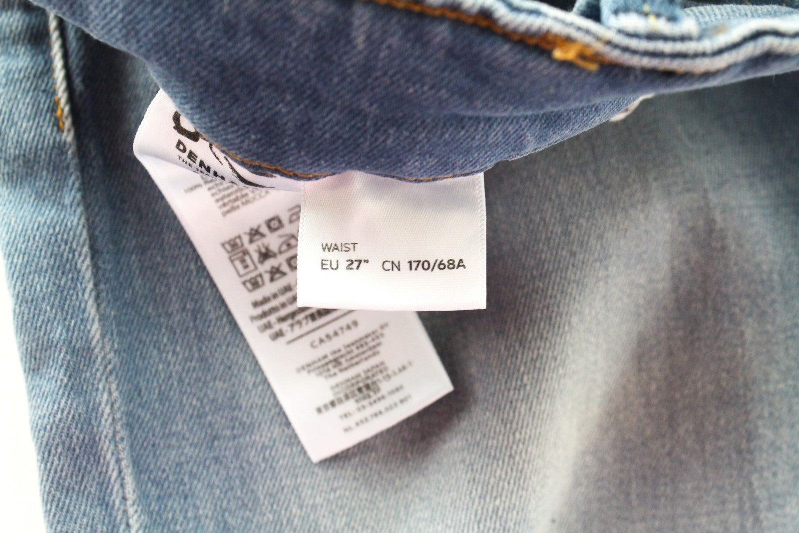 DENHAM Sally Women Jeans W27/L32 Blue Cotton Stretch Straight Fit Washed Denim