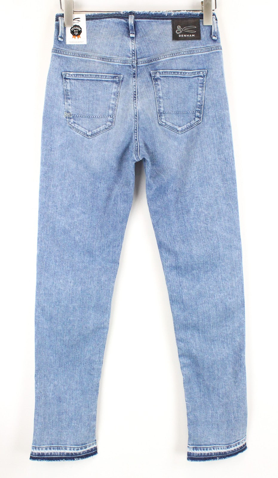 DENHAM Heidi Women Jeans W26/L30 Blue Cotton Stretch High Rise Straight Washed