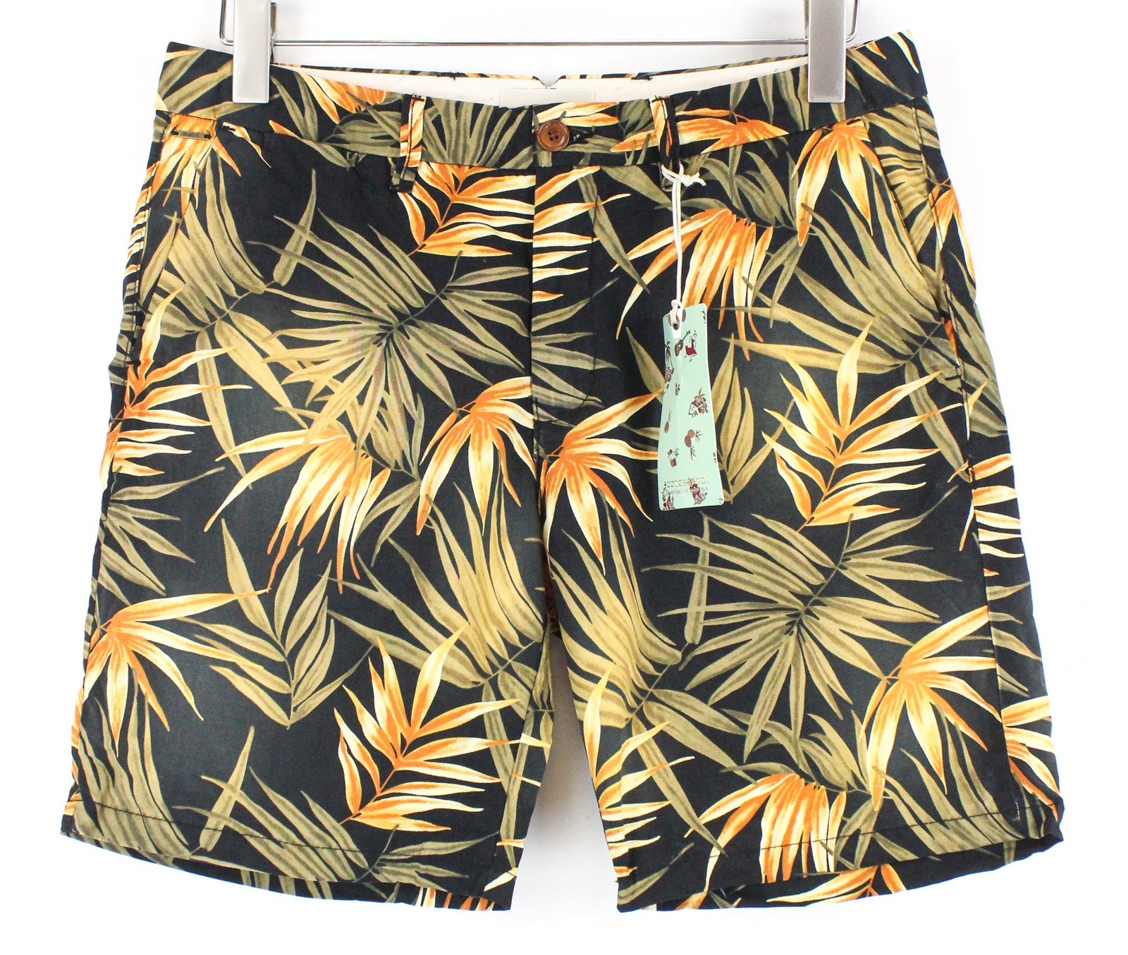 SCOTCH & SODA Ams Couture Men Shorts W30 Washed Black Pure Cotton Patterned