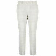 SUITSUPPLY Brescia Men Trousers UK44R Beige Pure Linen Checked Pattern Pleated
