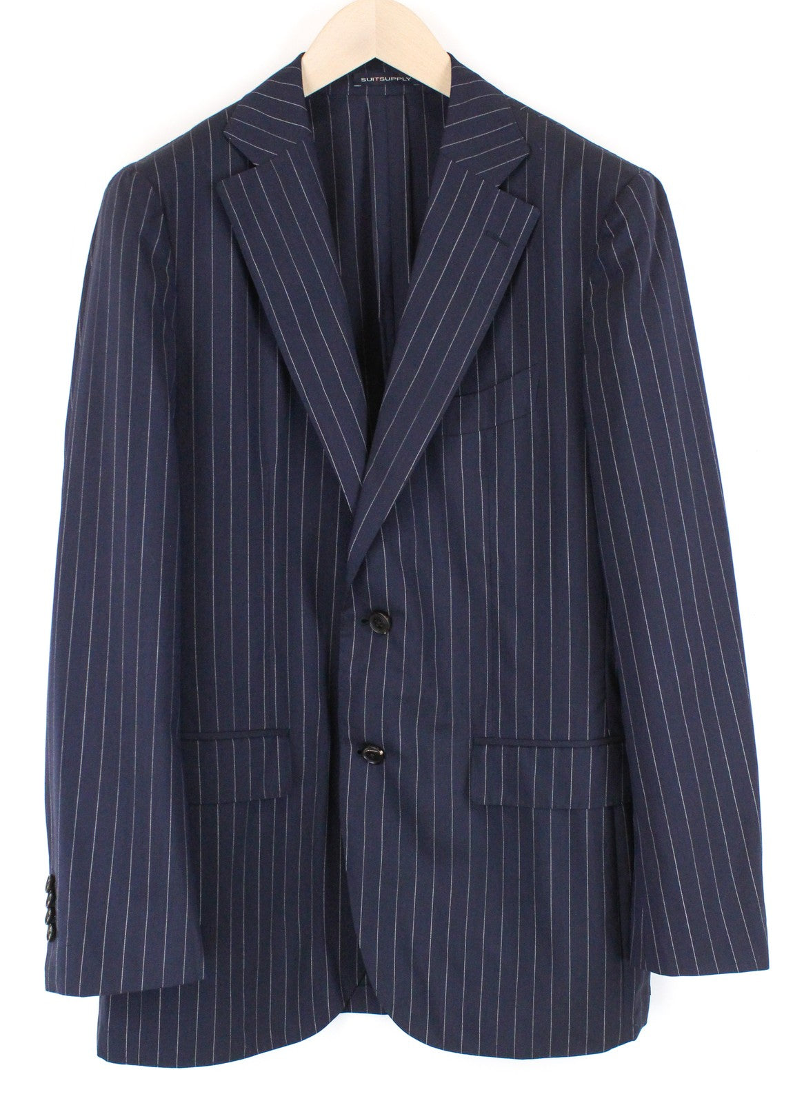 SUITSUPPLY Jort Men Blazer UK42R Navy Slim Striped Notch Lapel Unlined Formal