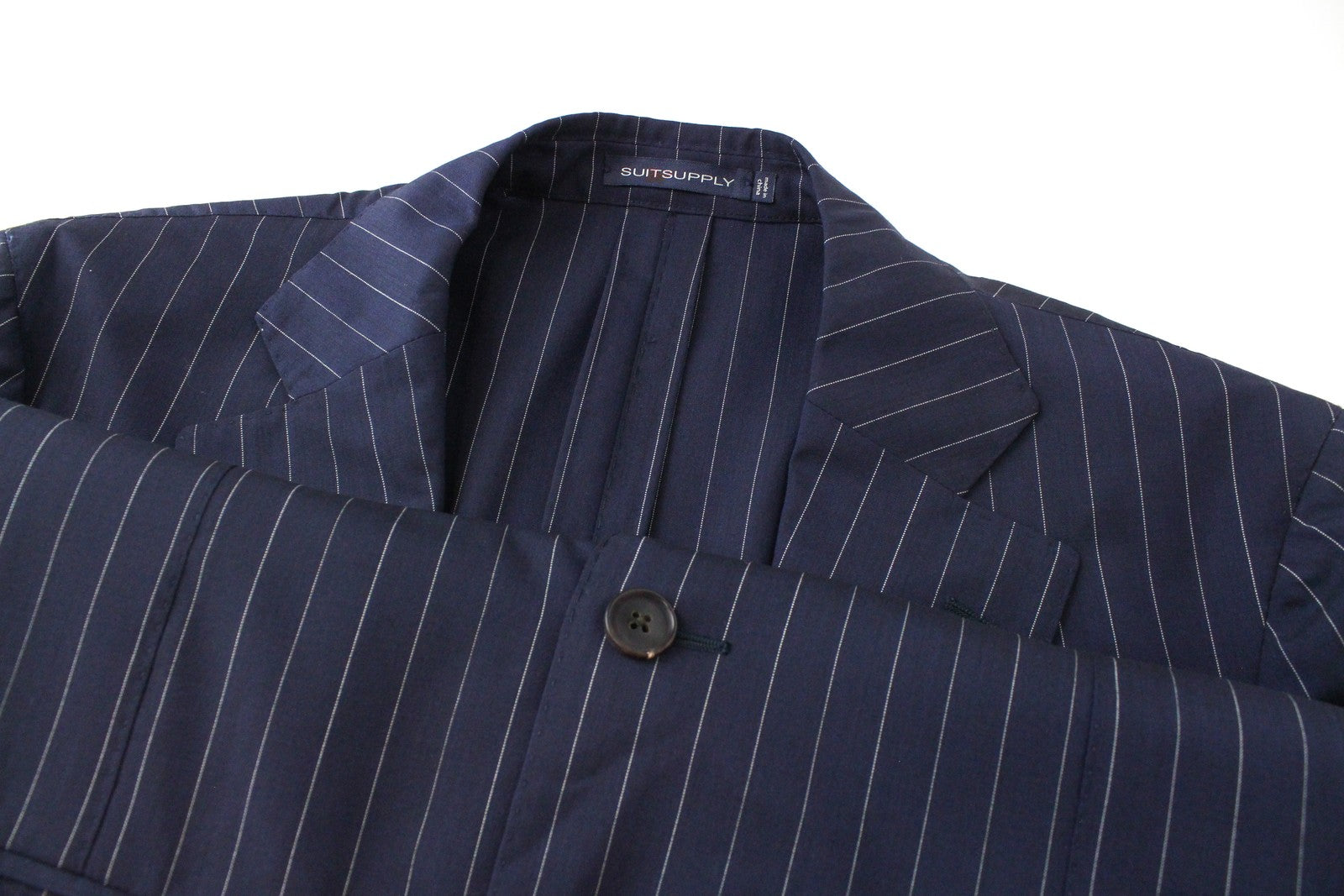 SUITSUPPLY Jort Men Blazer UK42R Navy Slim Striped Notch Lapel Unlined Formal