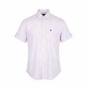 HARMONT & BLAINE Men Shirt M White Cotton Short Sleeve Logo Patterned Button-Up