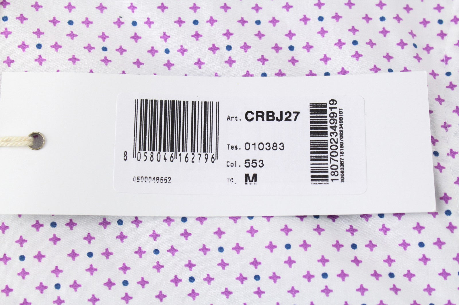 HARMONT & BLAINE Men Shirt M White Cotton Short Sleeve Logo Patterned Button-Up