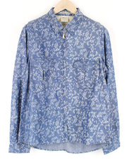 MAISON SCOTCH Women Shirt L Blue Patterned Denim Style Pocketed Long Sleeved
