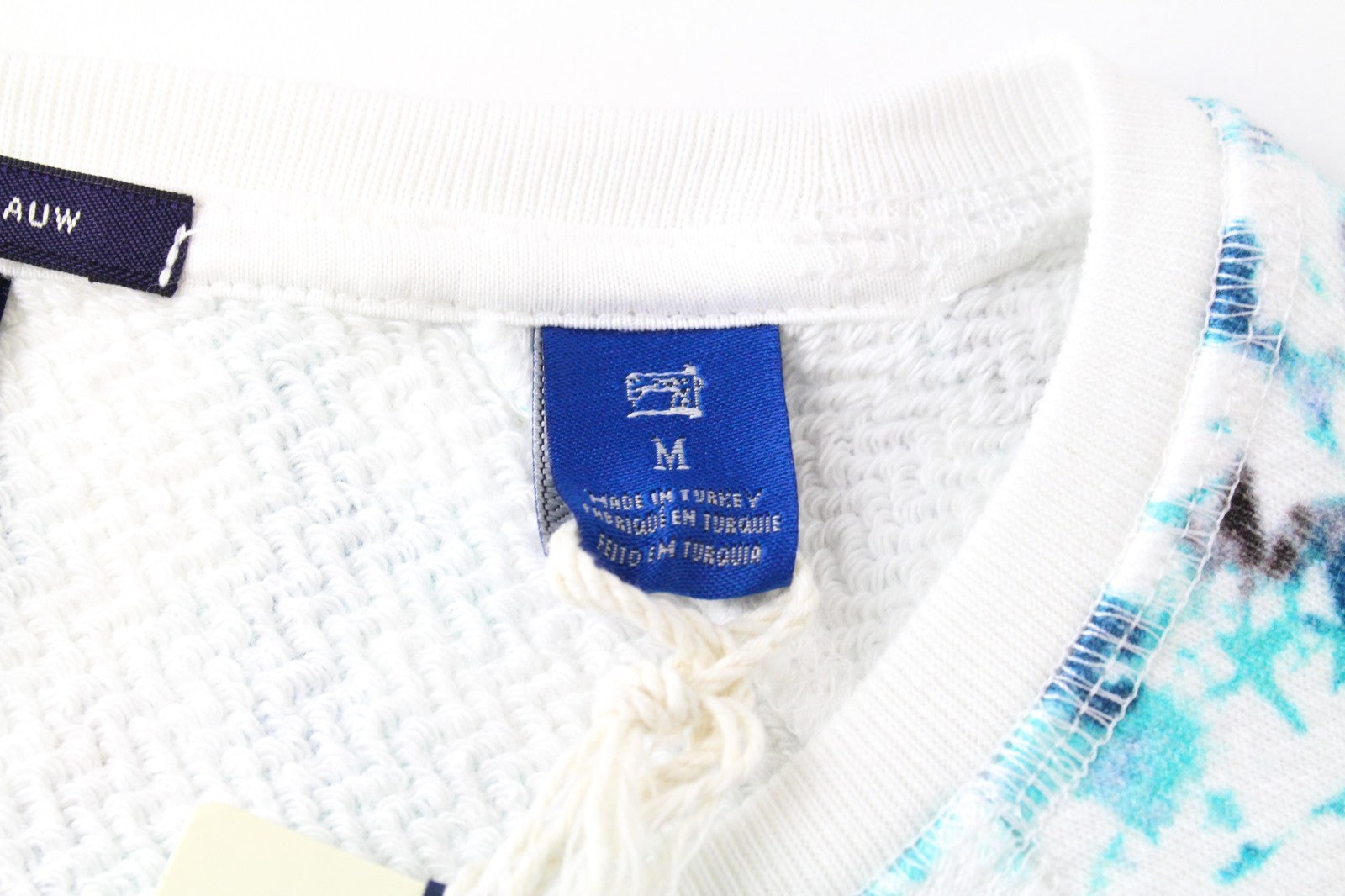 SCOTCH & SODA Ams Blauw Men Sweatshirt M White Cotton Blue Printed Logo Pull On