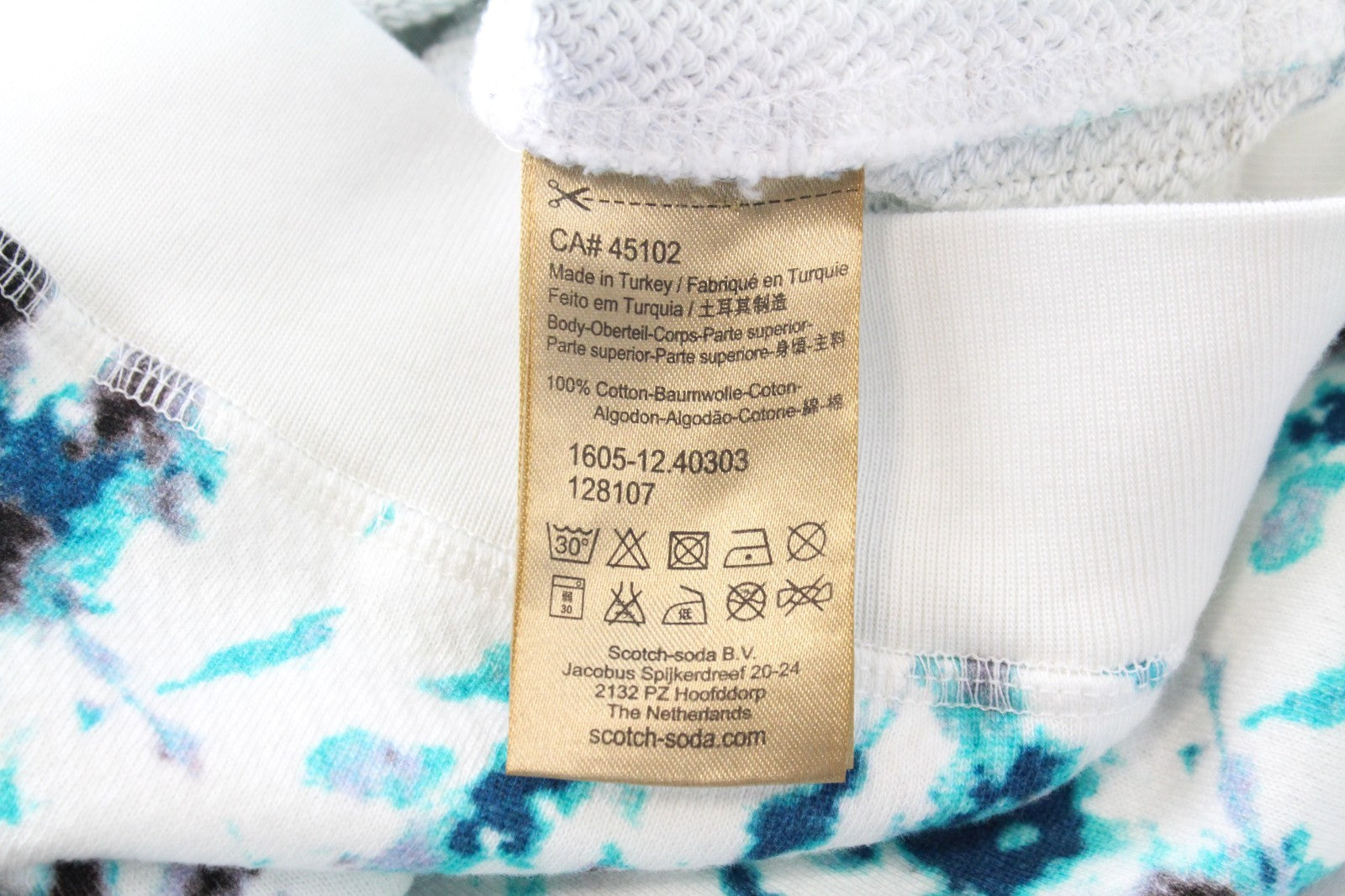 SCOTCH & SODA Ams Blauw Men Sweatshirt M White Cotton Blue Printed Logo Pull On