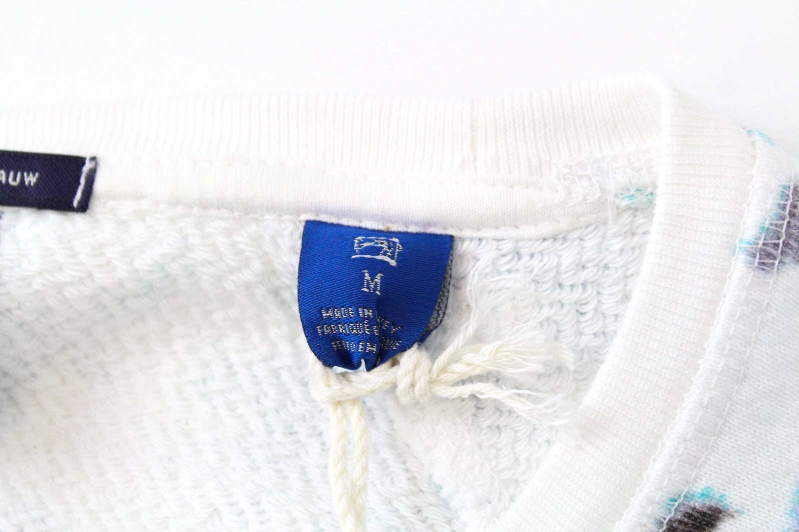 SCOTCH & SODA Ams Blauw Men Sweatshirt M White Cotton Blue Printed Long Sleeve