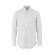 HARMONT & BLAINE Men Shirt M White Pure Cotton Blue Yellow Patterned Long Sleeve