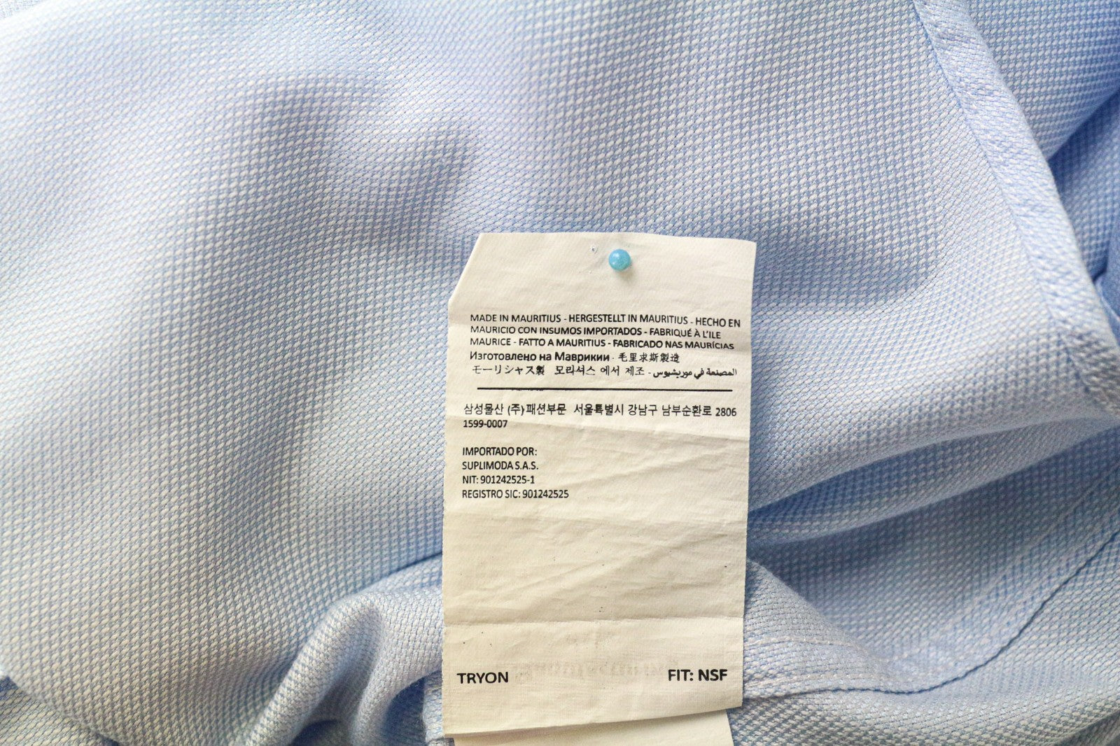 SUITSUPPLY Men's Formal Shirt 40L/15 3/4L Slim Blue Cotton Plain Long Sleeve