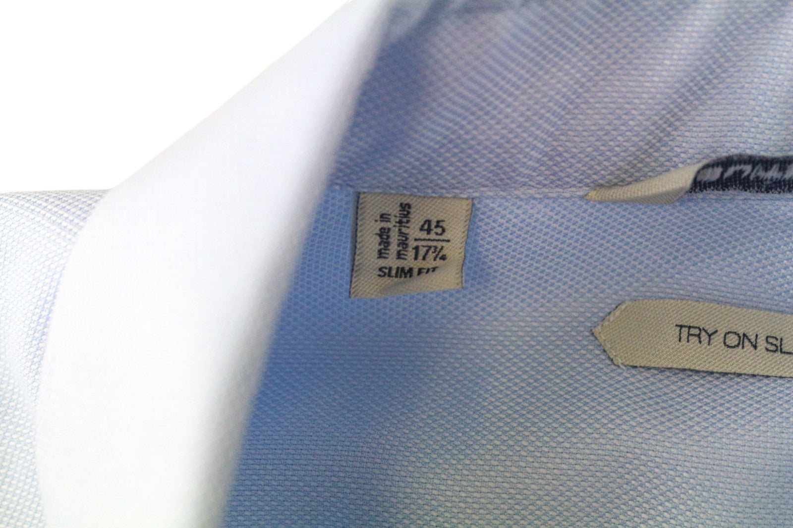 SUITSUPPLY Men's Formal Shirt 45/17 3/4 Slim Blue Cotton Long Sleeve Twill