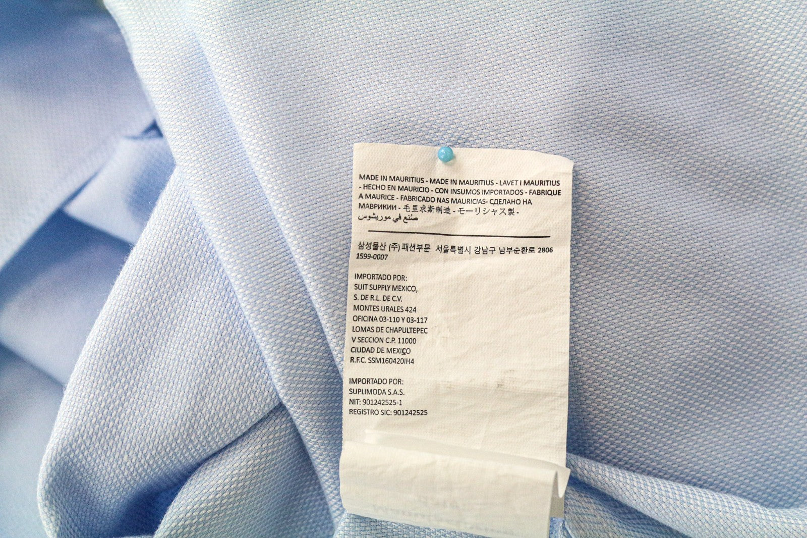 SUITSUPPLY Men's Formal Shirt 45/17 3/4 Slim Blue Cotton Long Sleeve Twill