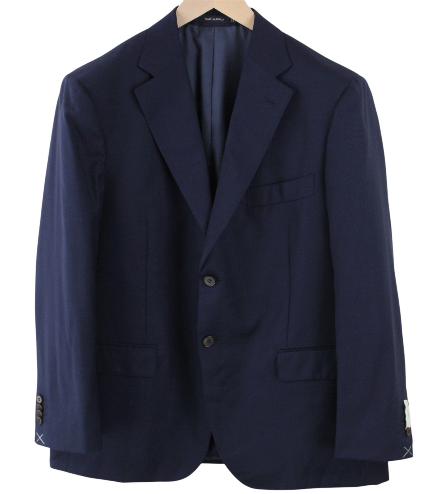 SUITSUPPLY Napoli Men Blazer UK46S Blue Lined Notch Lapel Single-Breasted Wool