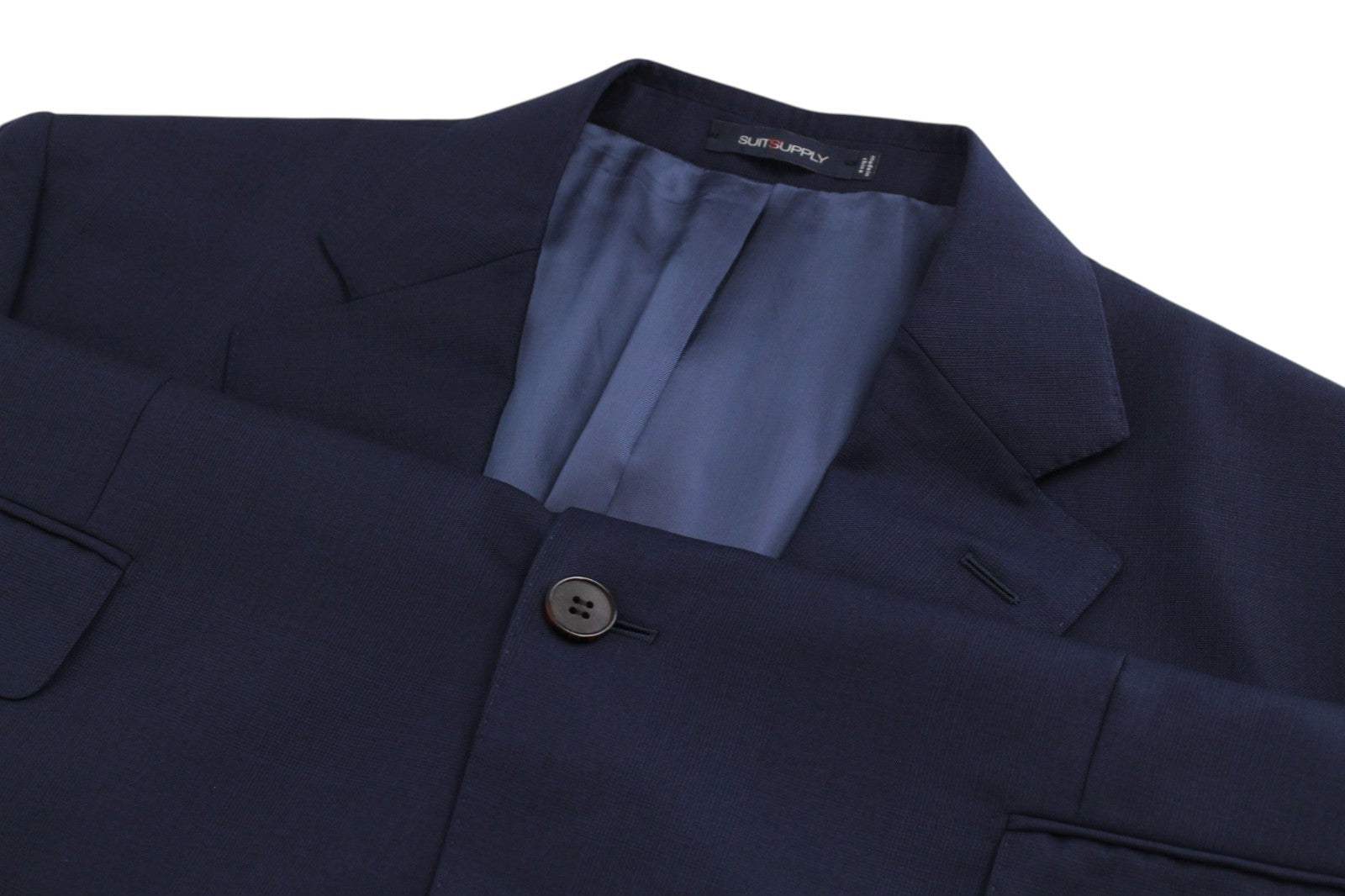 SUITSUPPLY Napoli Men Blazer UK46S Blue Lined Notch Lapel Single-Breasted Wool