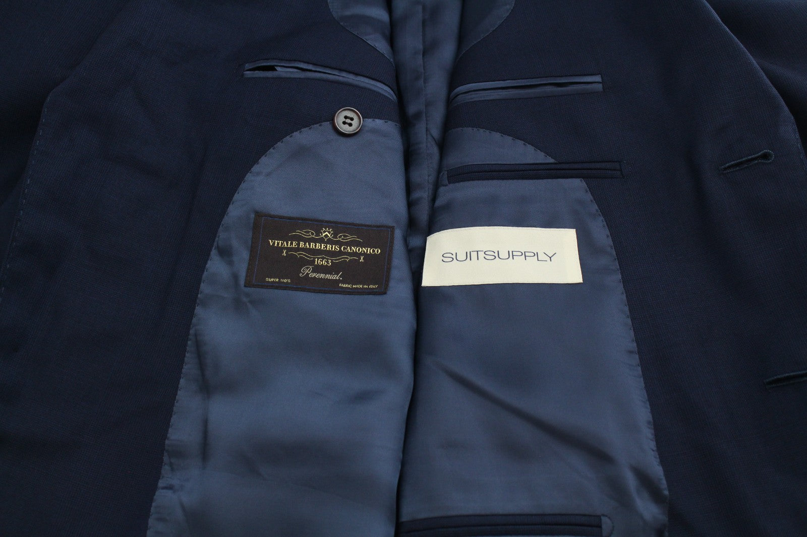 SUITSUPPLY Napoli Men Blazer UK46S Blue Lined Notch Lapel Single-Breasted Wool