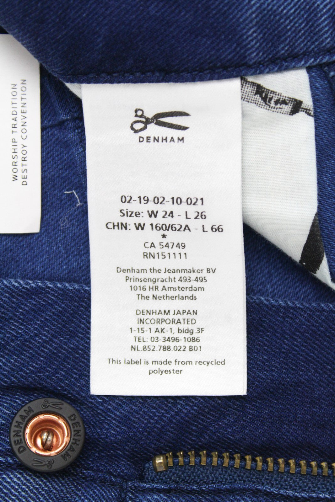 DENHAM Brady Women Jeans W24/L26 Wide Blue Cotton Blend Lightweight Belted