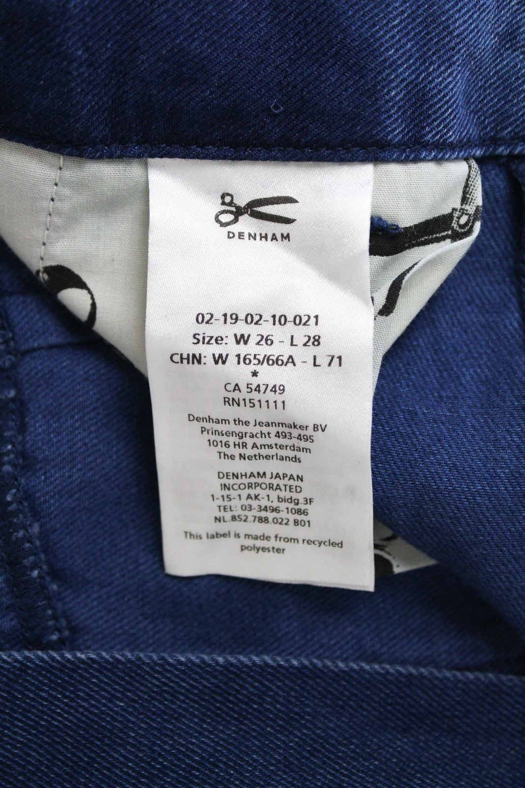 DENHAM Brady Women Jeans W26/L28 Wide Blue Cotton Blend Lightweight Belt Zip-Fly