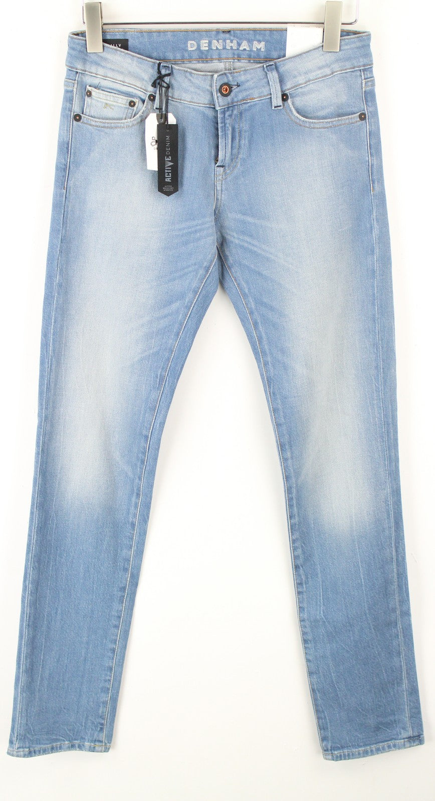 DENHAM Sally Women Jeans W25/L32 Straight Fit Washed Blue Cotton Stretch Denim