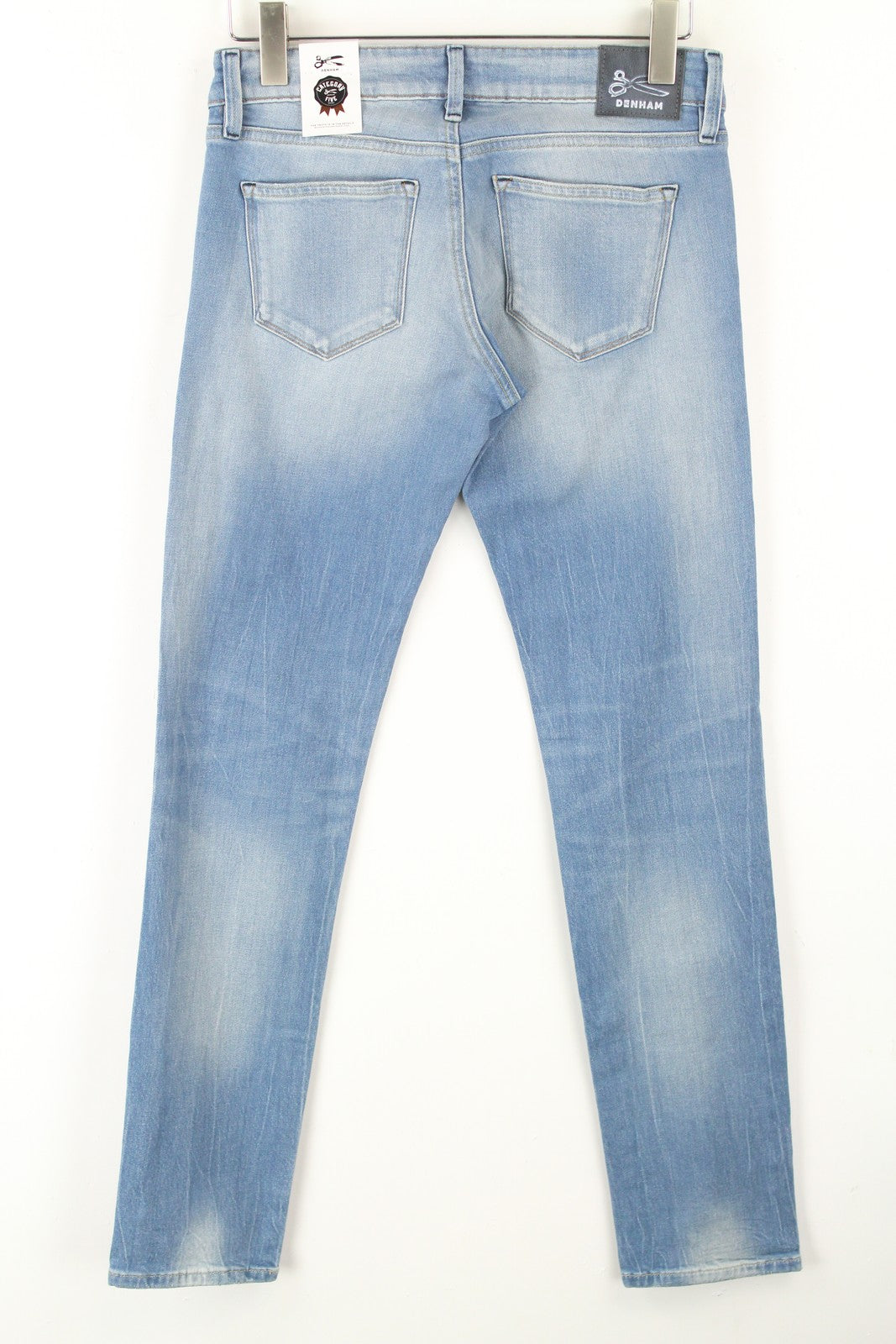 DENHAM Sally Women Jeans W25/L32 Straight Fit Washed Blue Cotton Stretch Denim