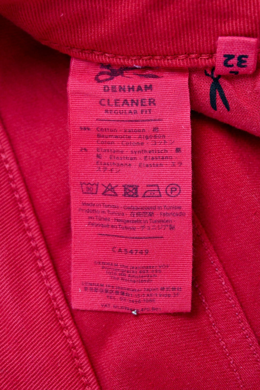 DENHAM Women Jeans W27/L32 Slim Fit Coated Red Cotton Stretch Dyed 5-Pocket